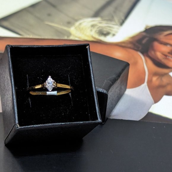 RSC Covenant Vintage Engagement 4 Prong Cubic Zirconia 8mm Marquise Ring New Old - Picture 1 of 10